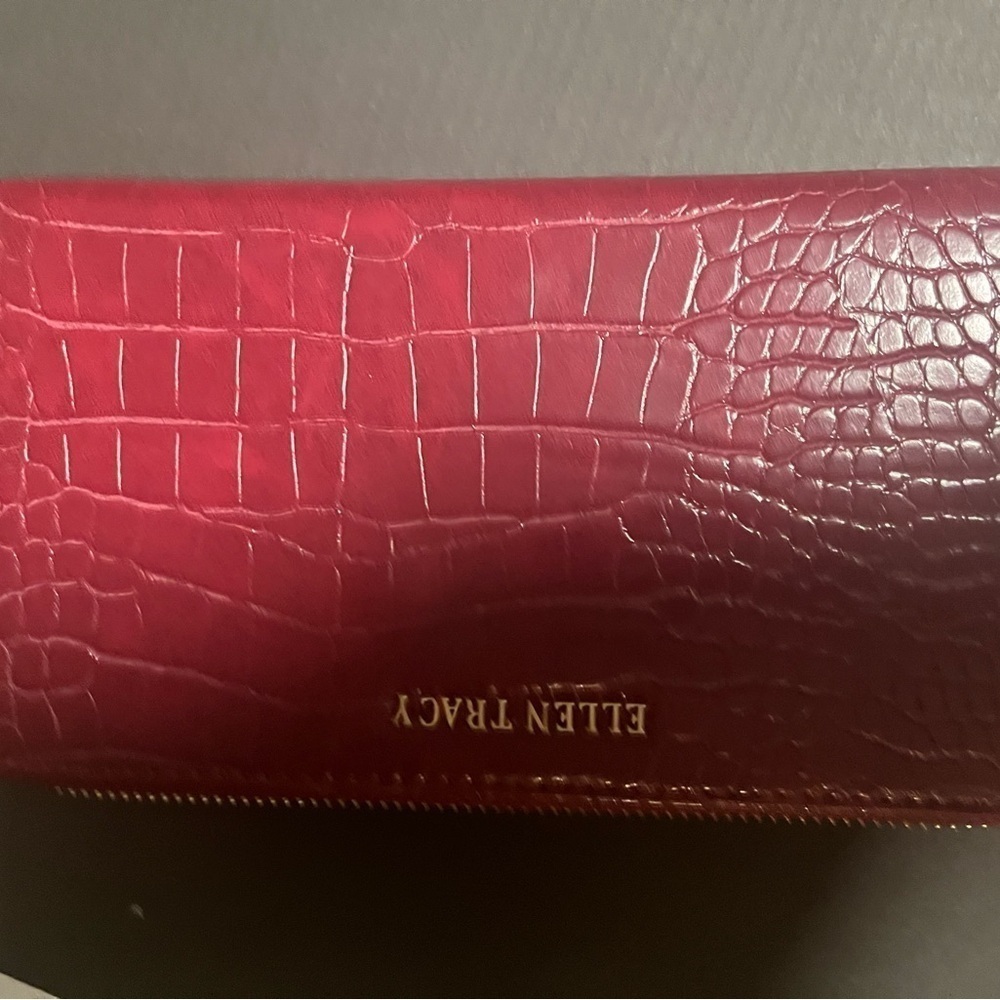 NWT small wallet leather burgundy animal print